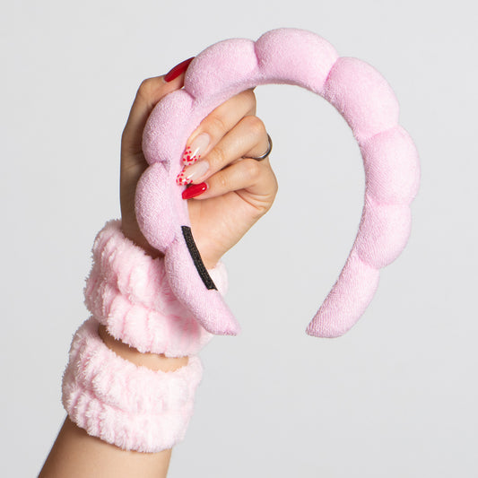 Kit de diadema y muñequeras para skincare