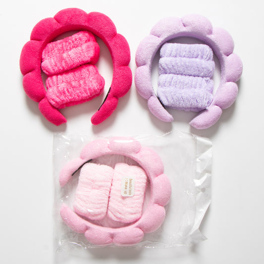 Kit de diadema y muñequeras para skincare