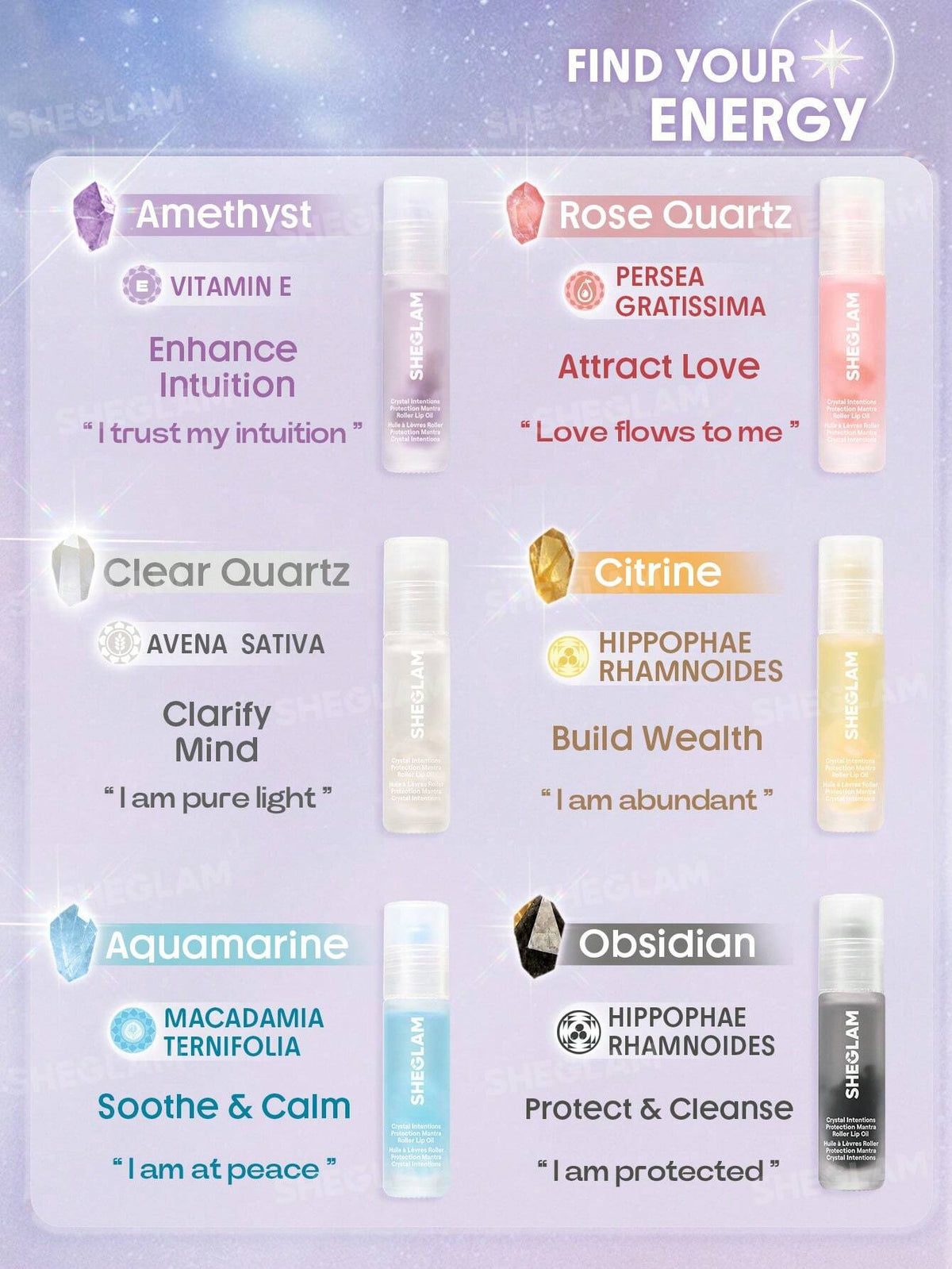 Colección Crystal Intentions X SHEGLAM
